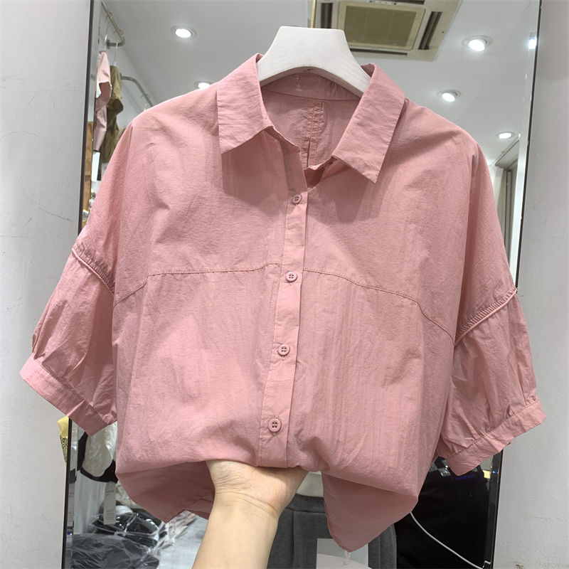襯衫女設計感小眾2023夏季新款韓版寬鬆短袖襯衣慵懶風白色上衣