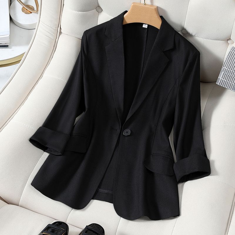 Tencel linen small suit jacket for women 2023 summer thin new spring and autumn small three-quarter sleeve casual suit