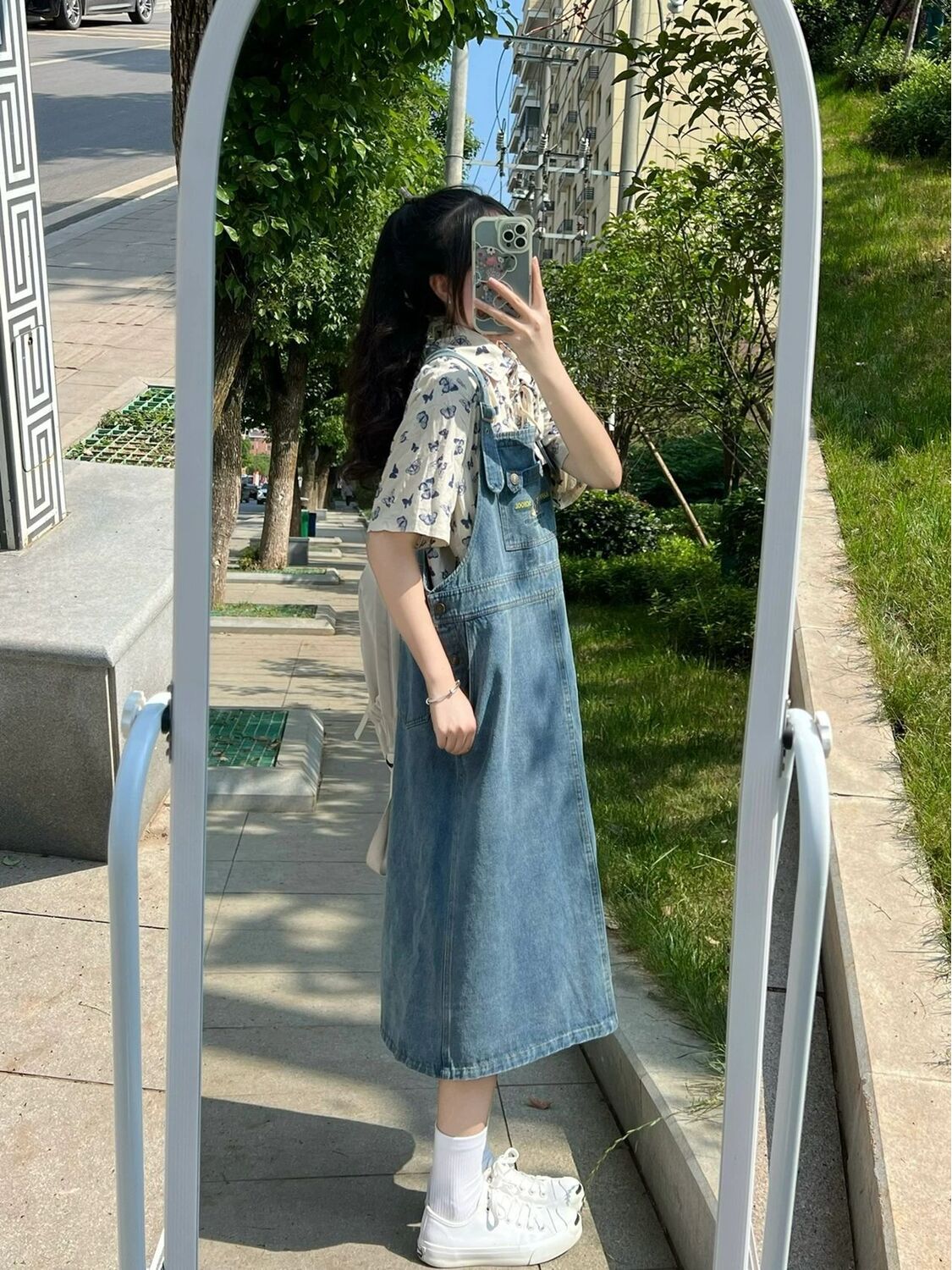 Summer vitality college wind milk good top + suspenders denim skirt playful and lively suit skirt can be salt or sweet two pieces