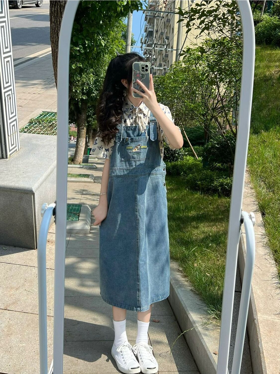 Summer vitality college wind milk good top + suspenders denim skirt playful and lively suit skirt can be salt or sweet two pieces