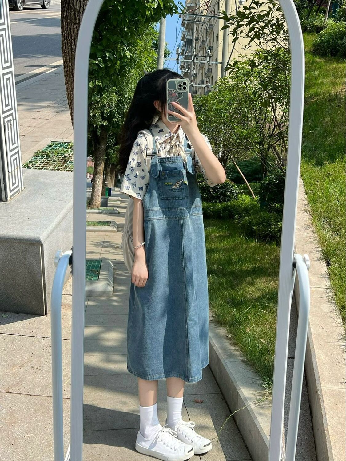 Summer vitality college wind milk good top + suspenders denim skirt playful and lively suit skirt can be salt or sweet two pieces