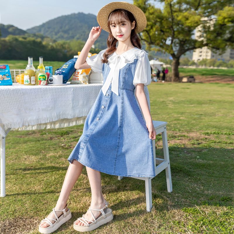 女童牛仔裙子洋氣夏裝2023新款炸街夏季兒童公主裙大童夏款女孩潮