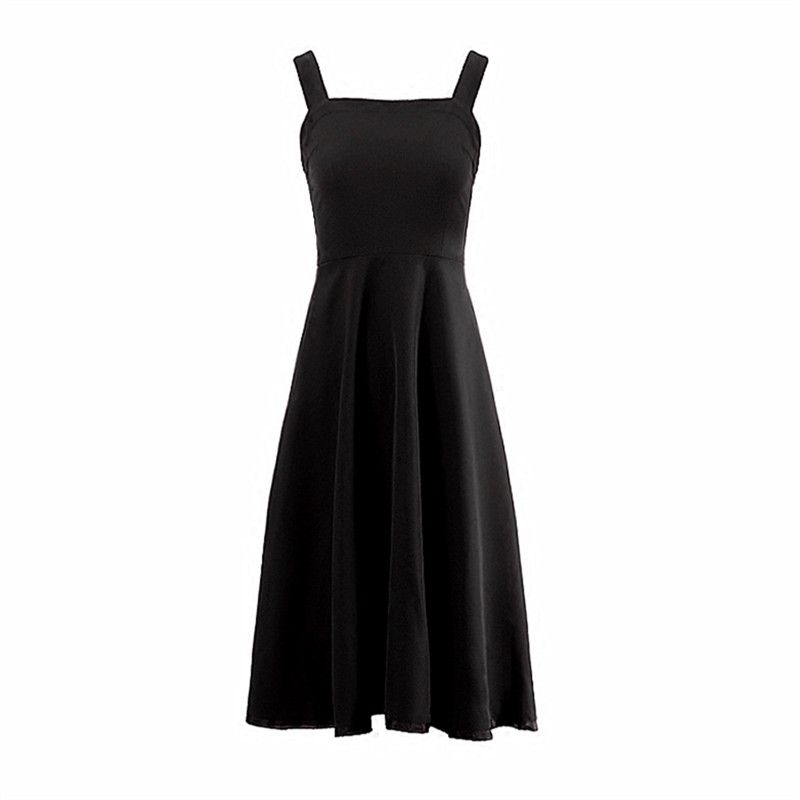 Hepburn style suspender dress female 2023 summer new French temperament base layer slim retro little black dress