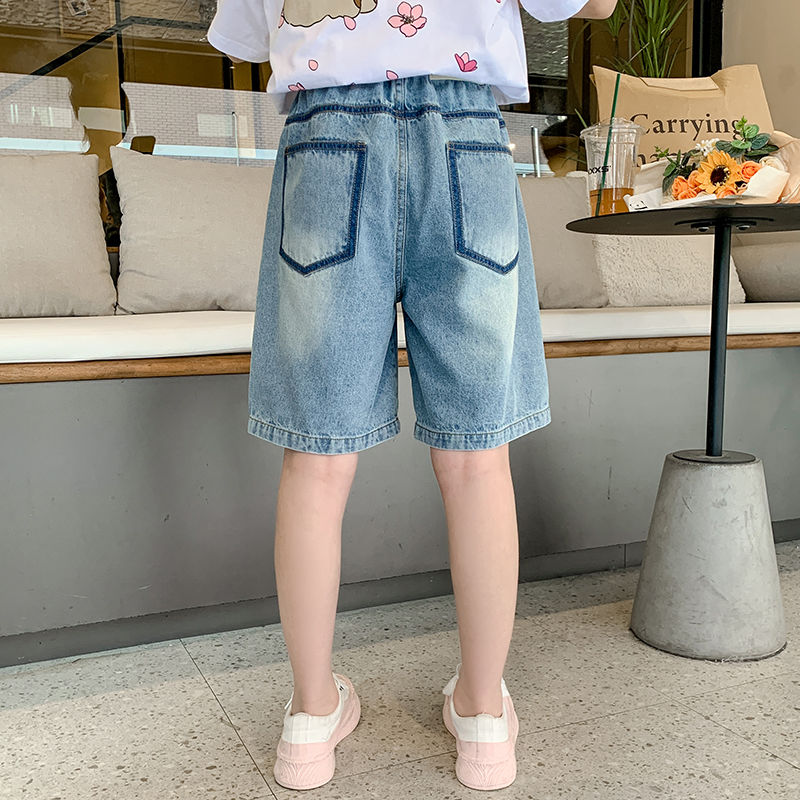 Girls' jeans summer 2023 new thin section children's pants girls' big children's shorts five-point pants foreign style loose