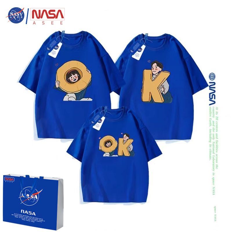 NASA children's new parent-child clothing family of three and four pure cotton short-sleeved T-shirt boys and girls baby loose half-sleeved