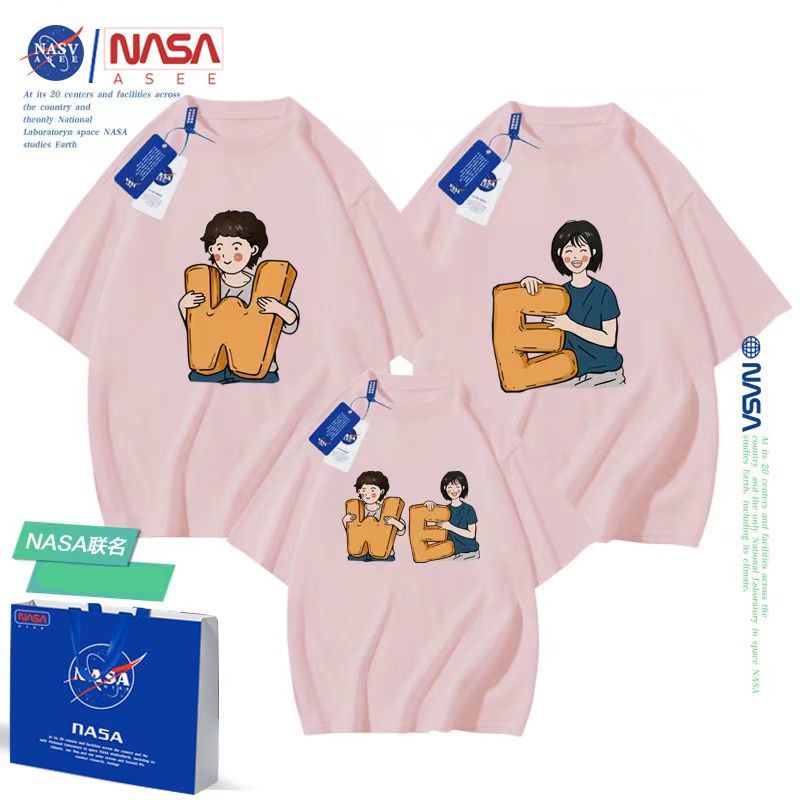 NASA children's new parent-child clothing family of three and four pure cotton short-sleeved T-shirt boys and girls baby loose half-sleeved