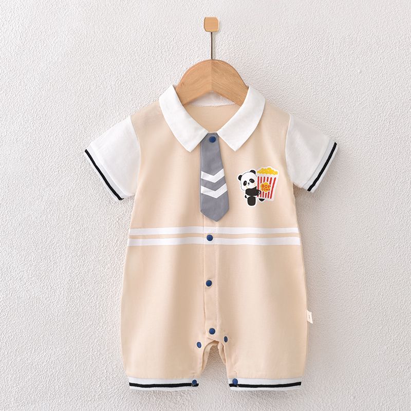 嬰兒衣服薄款短袖純棉夏季新生兒連體衣睡衣爬服男女寶寶哈衣外出