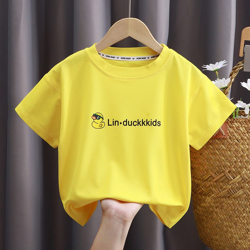 小黄鸭儿童短袖T恤夏季男童女童网眼透气薄款宝宝夏装百搭中小童