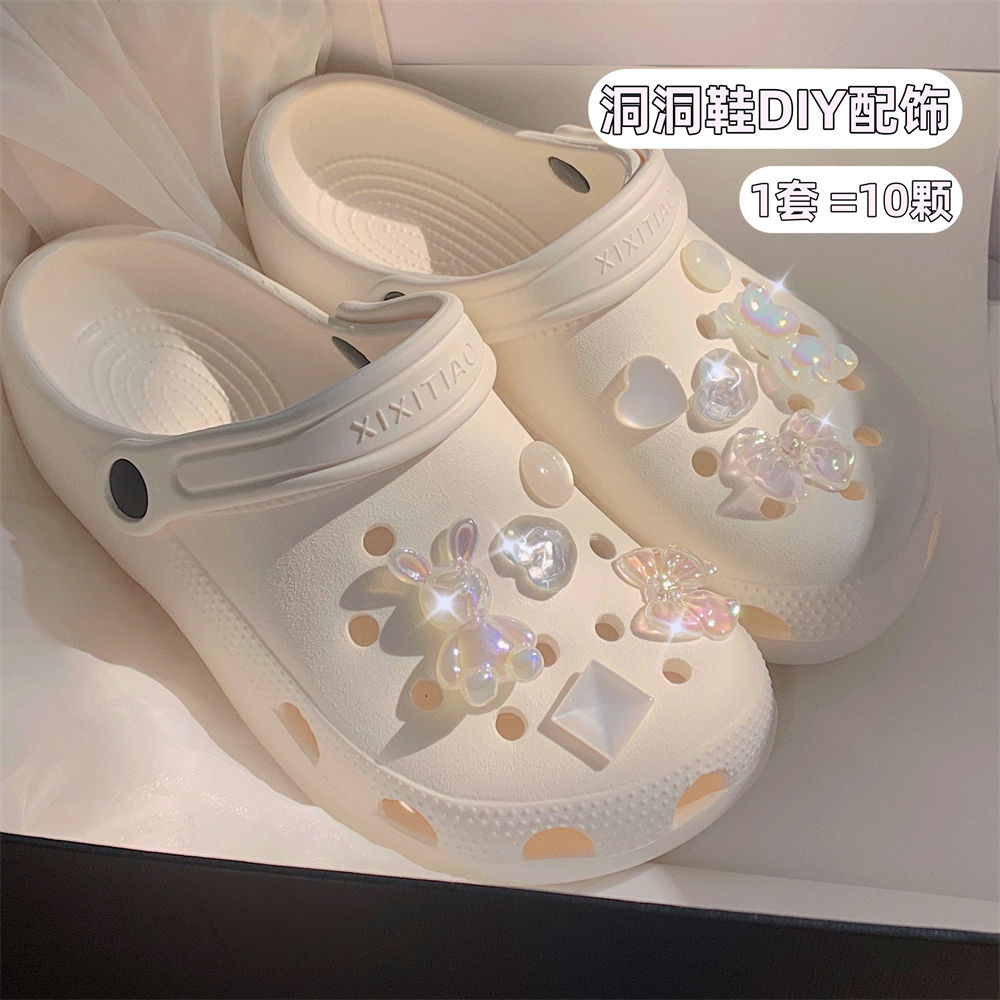 少女心創意DIY可拆卸水鑽裝飾品可愛兔子洞洞鞋子鞋扣配件