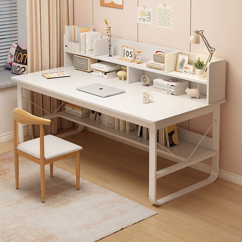 电脑桌台式家用书桌书架一体学习桌卧室带抽屉学生写字桌办公桌子