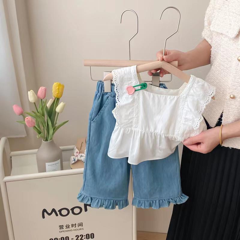 Girls' pants, summer thin casual pants, children's fashionable jeans, baby girl's summer wear anti-mosquito pants