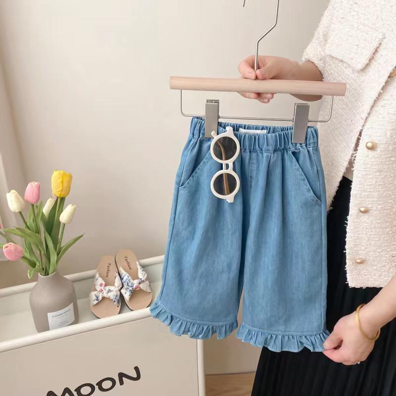 Girls' pants, summer thin casual pants, children's fashionable jeans, baby girl's summer wear anti-mosquito pants