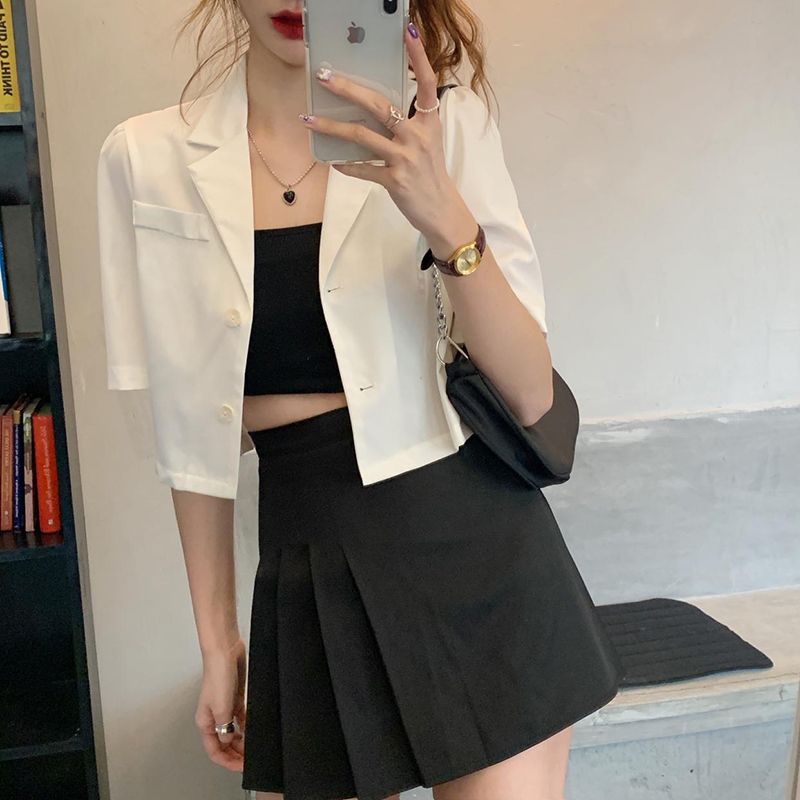 Short-sleeved small suit jacket ladies summer thin section temperament outer wear shawl top clothes loose all-match short suit