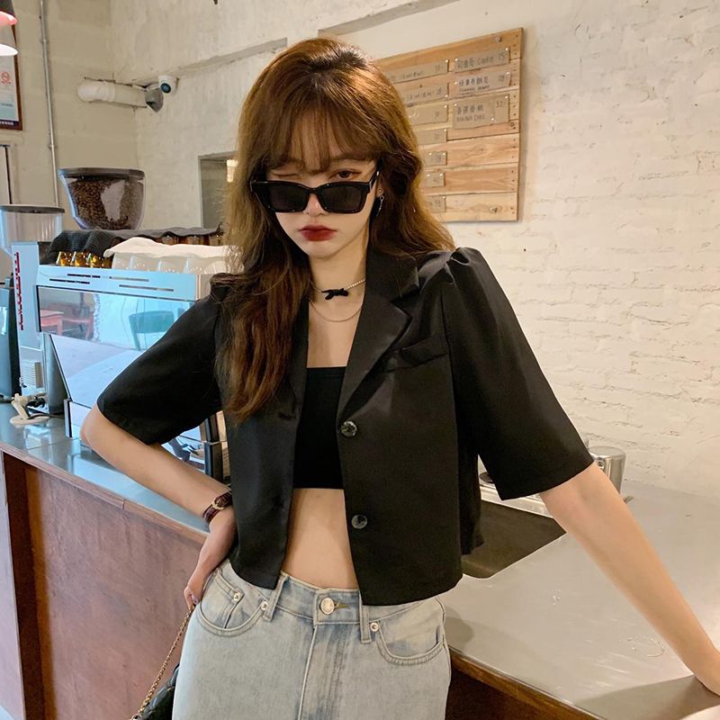 Short-sleeved small suit jacket ladies summer thin section temperament outer wear shawl top clothes loose all-match short suit