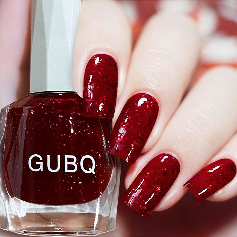 Shiny, non-tearable, new nail polish, no-baking, quick-drying, long-lasting nail polish set, flashing wine red fashion color