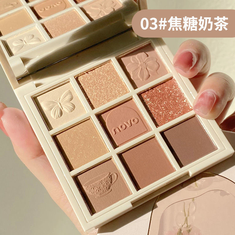 NOVO眼影盤啞光珠光閃粉大地色不脫妝防水超火ins平價學生黨小眾
