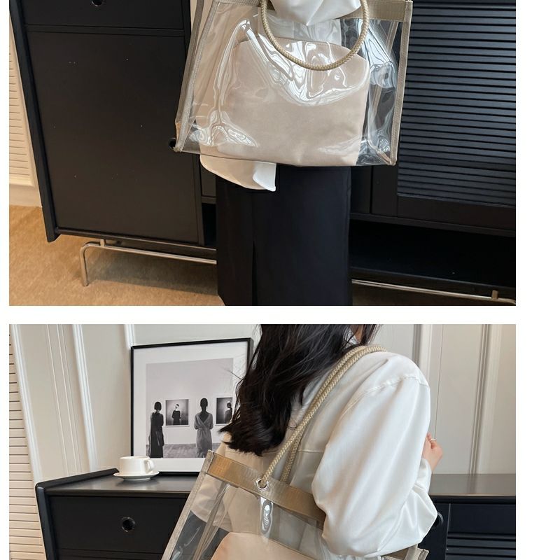 Large-Capacity Transparent Bag Women'S New Trendy PVC Mother-In-Law Jelly Bag