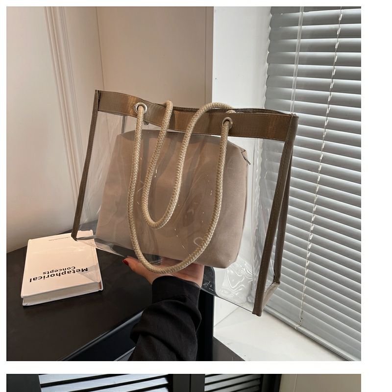 Large-Capacity Transparent Bag Women'S New Trendy PVC Mother-In-Law Jelly Bag