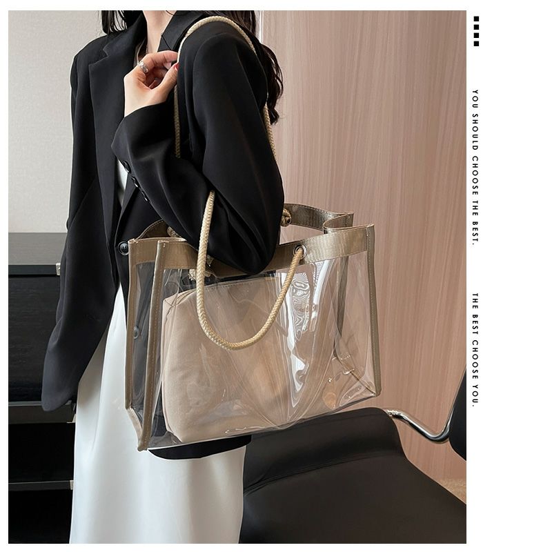 Large-Capacity Transparent Bag Women'S New Trendy PVC Mother-In-Law Jelly Bag