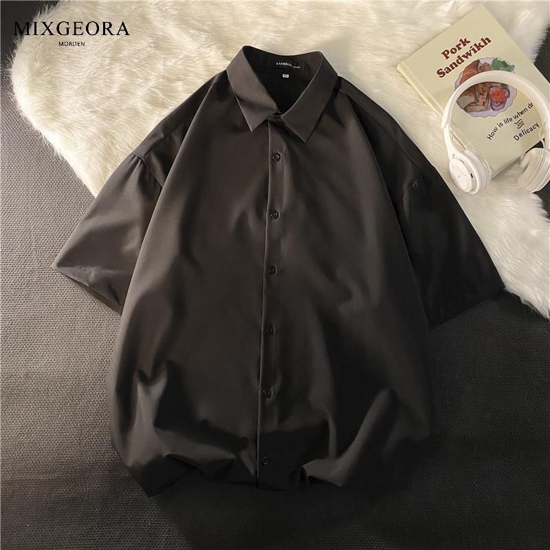 MIX GEORA high-end, iron-free short-sleeved shirts for men and women, summer thin, drapey, loose, versatile half-sleeved shirts