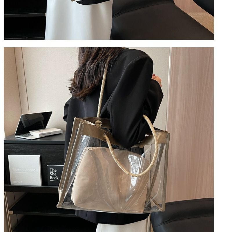 Large-Capacity Transparent Bag Women'S New Trendy PVC Mother-In-Law Jelly Bag