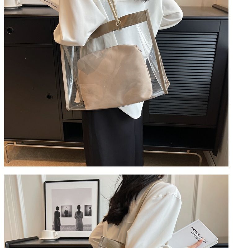 Large-Capacity Transparent Bag Women'S New Trendy PVC Mother-In-Law Jelly Bag