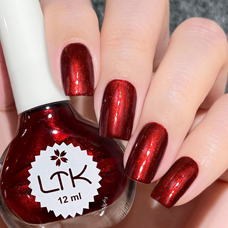 Shiny quick-drying high-end quicksand mirror pearlescent wine red no-baking nail polish nail polish set can not be peeled
