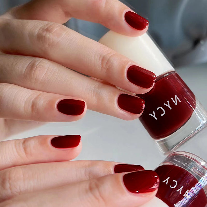 Cherry color cherry wine red no-bake nail polish quick-drying waterproof manicure polish set whitening student best selling micro glue