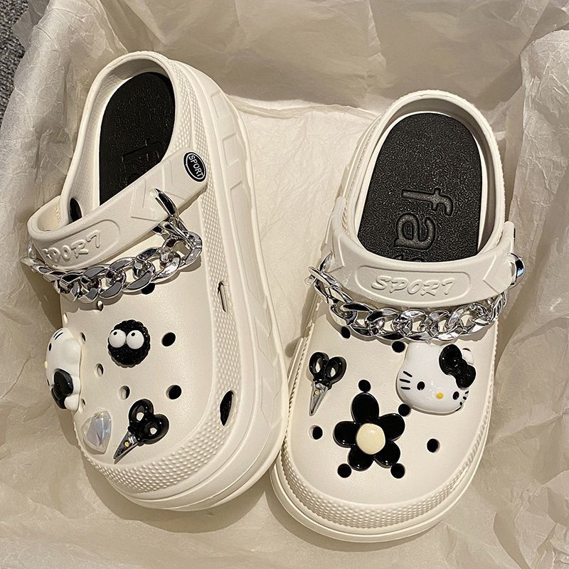 Super thick-soled hole shoes women's summer outerwear 2023 new fashion net red increase height non-slip deodorant sandals and slippers women