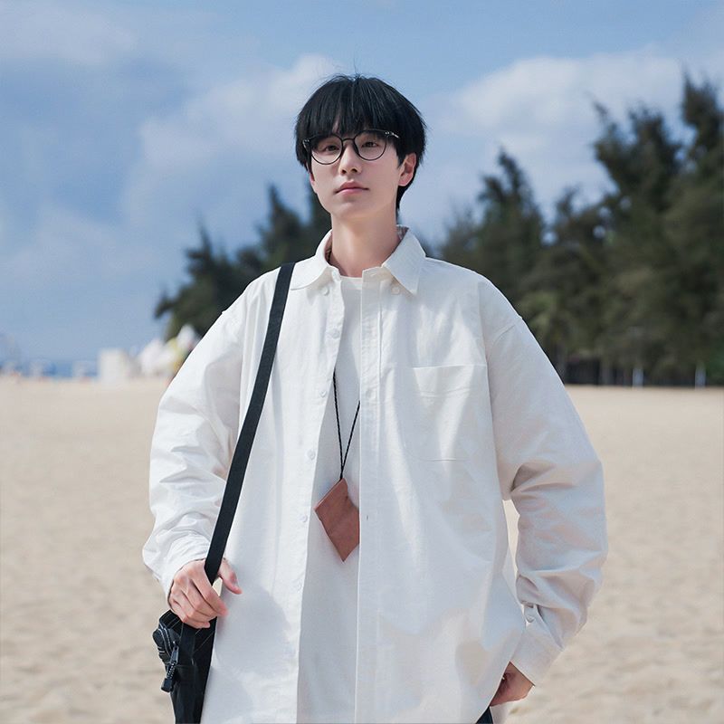 American long-sleeved shirt for men in summer, Japanese loose, high-end, handsome and versatile shirt, Hong Kong style loose sunshade jacket