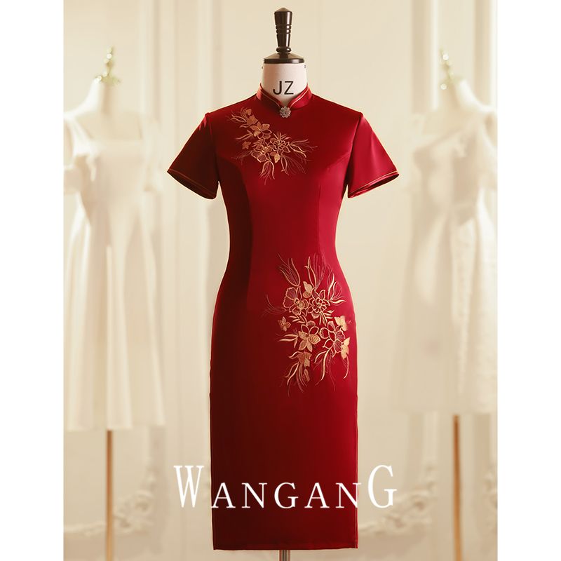 年輕喜婆婆婚宴裝小個子媽媽結婚禮服連衣裙喜服旗袍2023新款夏季