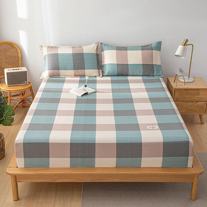 无印床品水洗棉床笠单件A类防滑床罩席梦思套床单床垫保护罩全包