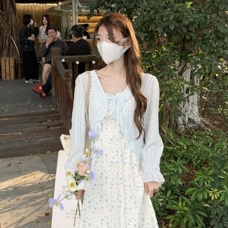 超仙氣雪紡防曬衣女夏配吊帶裙子外搭薄款防曬開衫披肩小罩衫坎肩