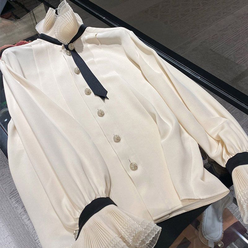 外貿一線品牌大牌原單剪標女裝氣質女神范襯衫上衣小香風長袖襯衣