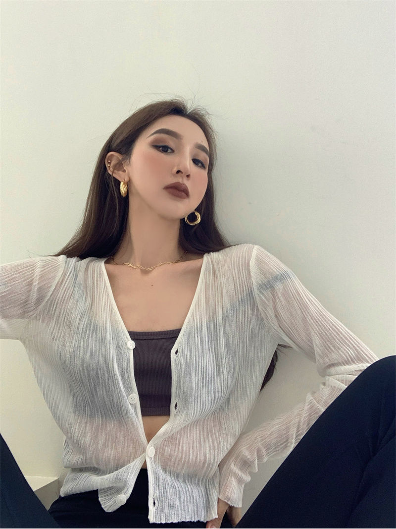 辣妹長袖防曬襯衫女春秋薄款大尺碼胖mm寬鬆顯瘦短款外搭開衫上衣