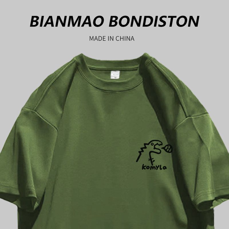 Summer new simple vibe style student party wear creative small dinosaur print cotton couple short-sleeved T-shirt ins