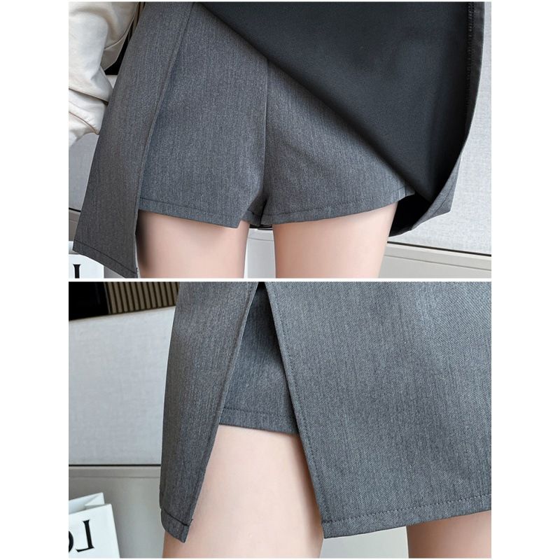  new summer skirt niche high-waist slit A-line skirt culottes irregular hip-covering short skirt for women