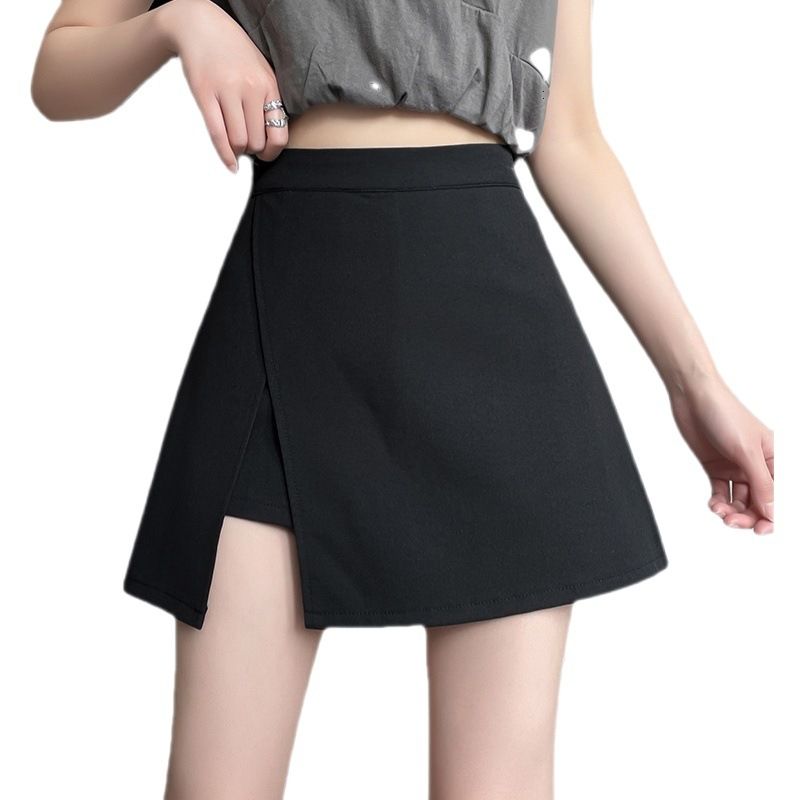  new summer skirt niche high-waist slit A-line skirt culottes irregular hip-covering short skirt for women