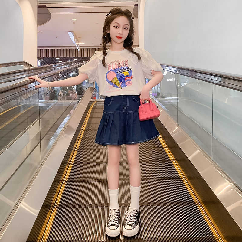 Girls suit skirt summer fashionable  new children's Korean style children's dress foreign style suit princess skirt