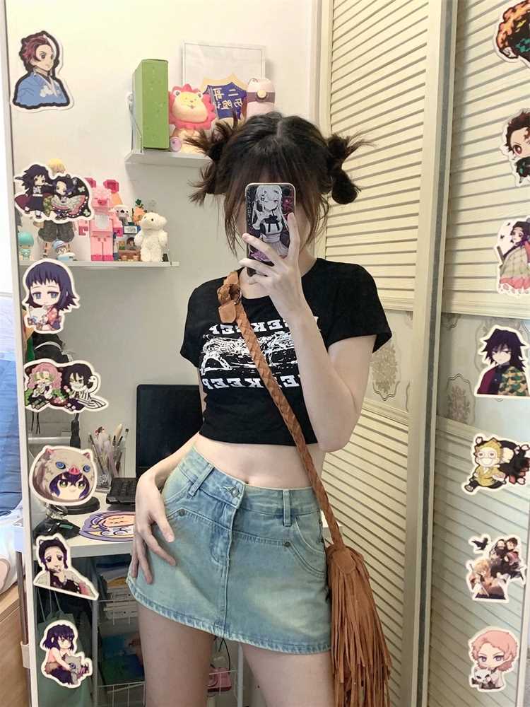 High-waisted denim short skirt for women summer 2023 new style hot girl A-line hip-hugging trouser skirt small slimming half-length skirt