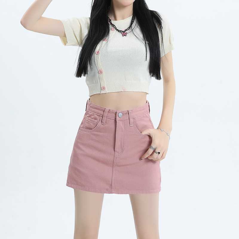 YSYOURS dark gray high waist denim short skirt for women summer  new slim hot girl A-line hip skirt