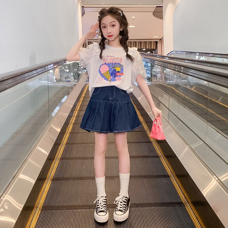 Girls suit skirt summer fashionable  new children's Korean style children's dress foreign style suit princess skirt