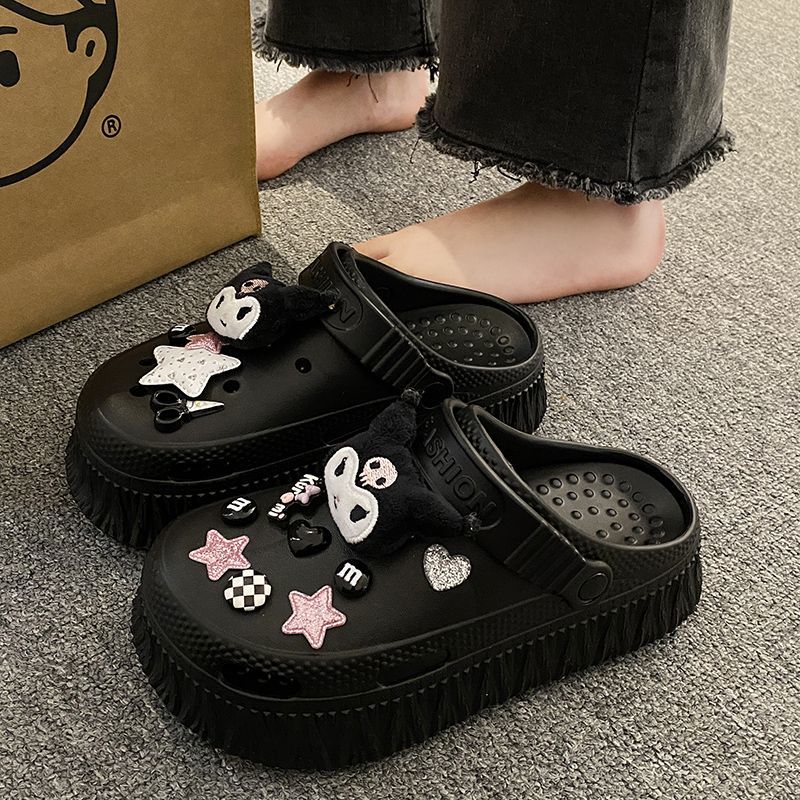 Coulomi Slippers Women's Indoor Household Thick-soled Bathroom Bathing Outside Wear Non-slip Summer Stepping Shit Feeling Women's Hole Shoes