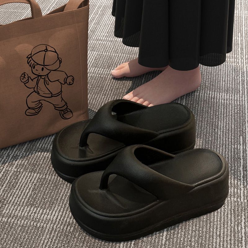 Summer new EVA thick bottom 7cm flip-flops women's outer wear increased soft bottom non-slip pinch sandals and slippers ins tide