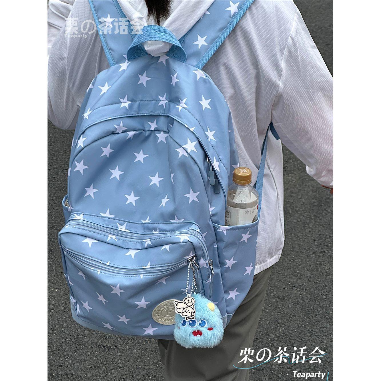 霧霾藍書包女 日系ins風大容量高中學生初中生雙肩包電腦旅行背包