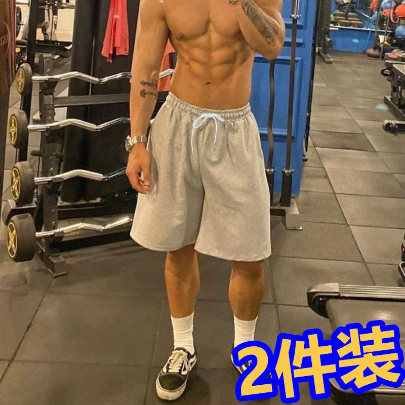 純棉運動短褲男夏季薄款休閒褲子男中褲大碼衛褲寬鬆五分鬆緊褲子
