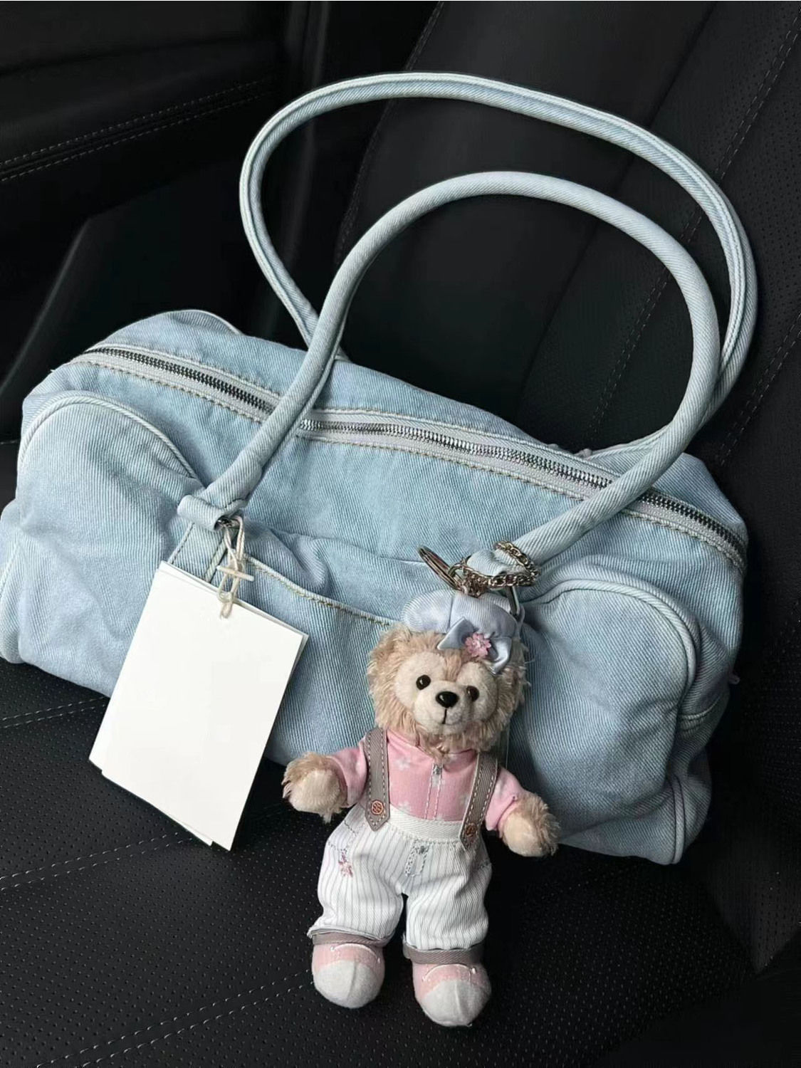 South Korean niche bag 202Summer New washed denim bowling handbag Fashion large capacity tote bag