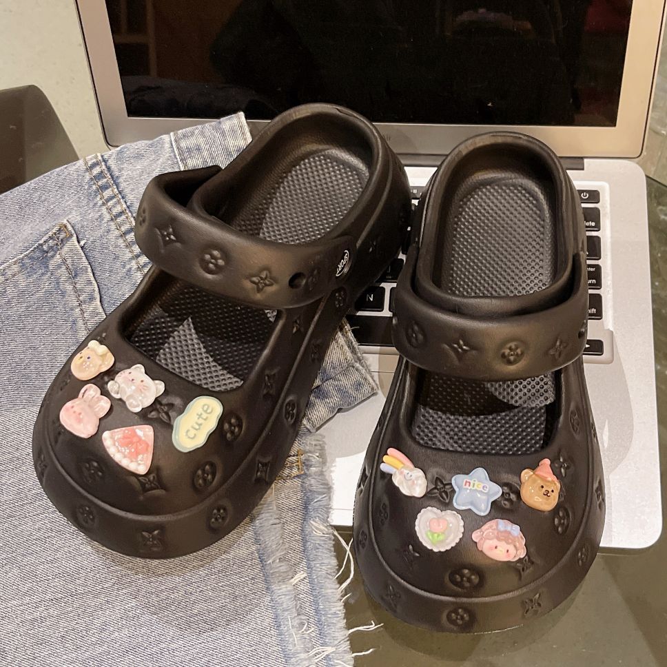 洞洞鞋女ins潮可愛卡通涼拖夏天防滑厚底沙灘鞋外穿時尚包頭拖鞋