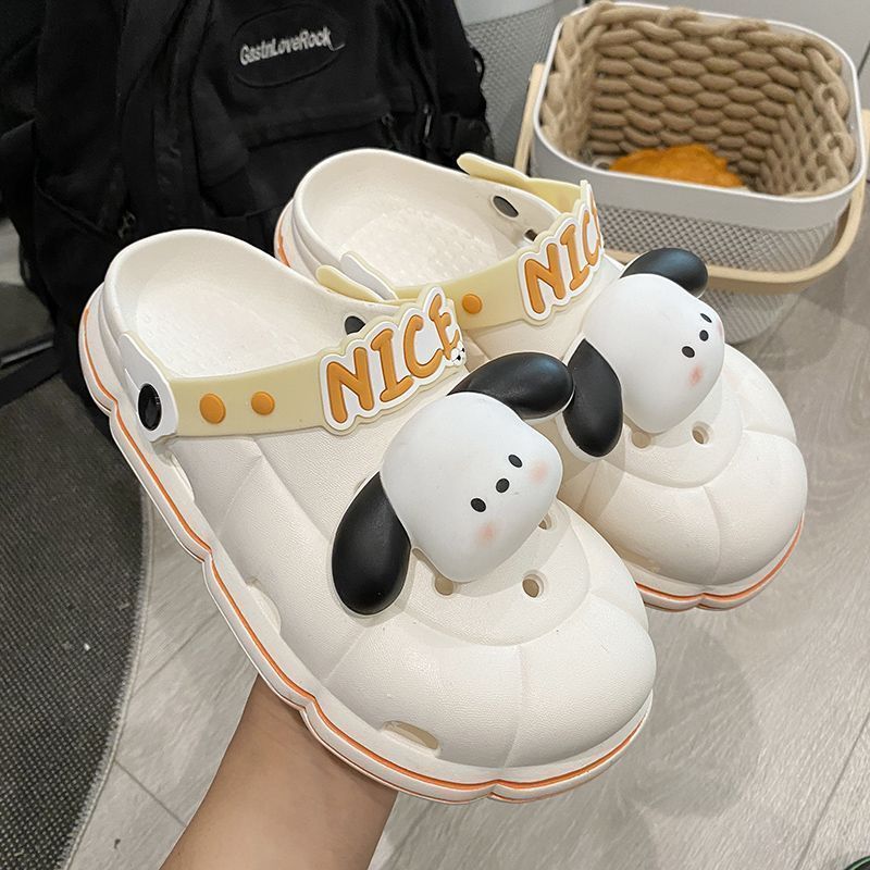 Hole shoes women's summer cute explosion style outerwear student girl heart cartoon non-slip deodorant thick-soled beach sandals and slippers