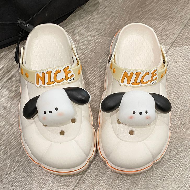 Hole shoes women's summer cute explosion style outerwear student girl heart cartoon non-slip deodorant thick-soled beach sandals and slippers
